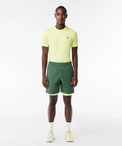 Lacoste Fitness & Training-Men'S Two-Tone Sport Shorts With Built-In Undershorts