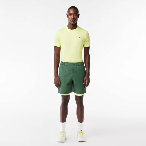 Lacoste Fitness & Training-Men'S Two-Tone Sport Shorts With Built-In Undershorts