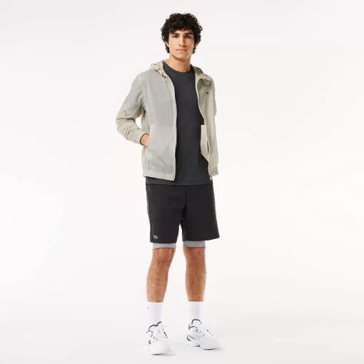 Lacoste Fitness & Training-Men'S Two-Tone Sport Shorts With Built-In Undershorts