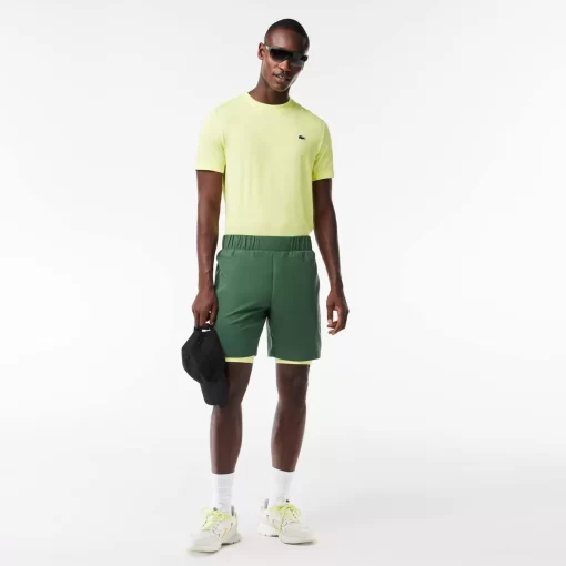 Lacoste Fitness & Training-Men'S Two-Tone Sport Shorts With Built-In Undershorts