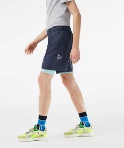 Lacoste Fitness & Training-Men'S Two-Tone Sport Shorts With Built-In Undershorts