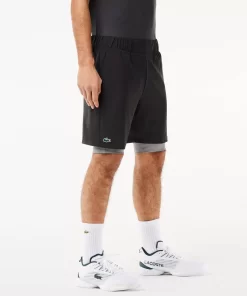 Lacoste Fitness & Training-Men'S Two-Tone Sport Shorts With Built-In Undershorts