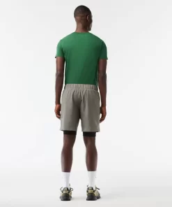 Lacoste Fitness & Training-Men'S Two-Tone Sport Shorts With Built-In Undershorts