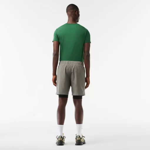 Lacoste Fitness & Training-Men'S Two-Tone Sport Shorts With Built-In Undershorts