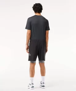 Lacoste Fitness & Training-Men'S Two-Tone Sport Shorts With Built-In Undershorts