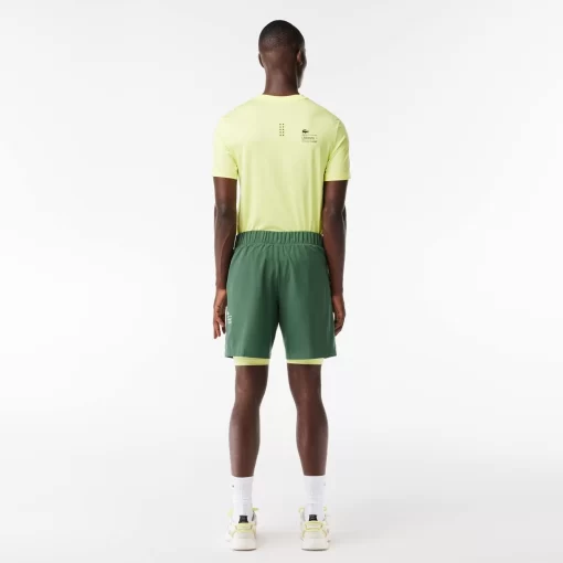 Lacoste Fitness & Training-Men'S Two-Tone Sport Shorts With Built-In Undershorts