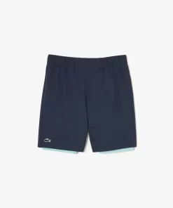 Lacoste Fitness & Training-Men'S Two-Tone Sport Shorts With Built-In Undershorts