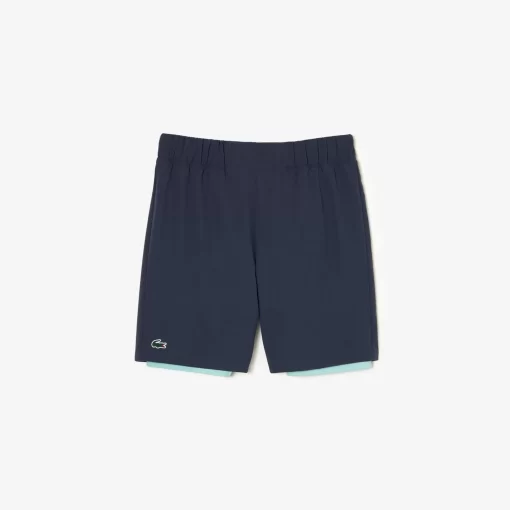 Lacoste Fitness & Training-Men'S Two-Tone Sport Shorts With Built-In Undershorts