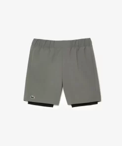 Lacoste Fitness & Training-Men'S Two-Tone Sport Shorts With Built-In Undershorts