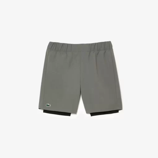 Lacoste Fitness & Training-Men'S Two-Tone Sport Shorts With Built-In Undershorts