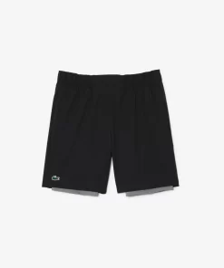 Lacoste Fitness & Training-Men'S Two-Tone Sport Shorts With Built-In Undershorts