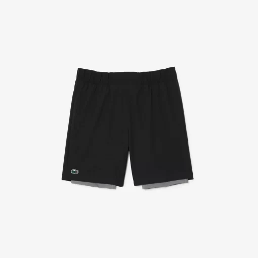 Lacoste Fitness & Training-Men'S Two-Tone Sport Shorts With Built-In Undershorts