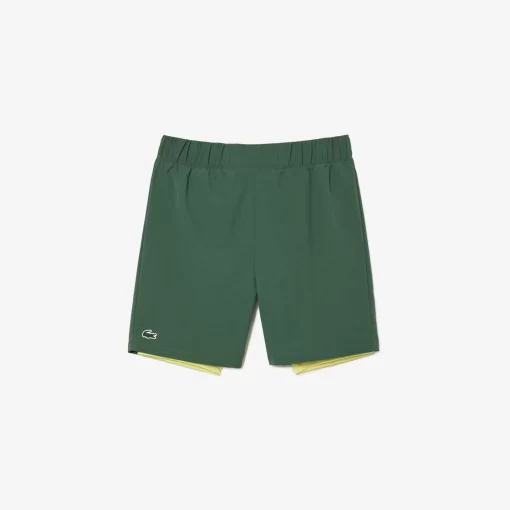 Lacoste Fitness & Training-Men'S Two-Tone Sport Shorts With Built-In Undershorts