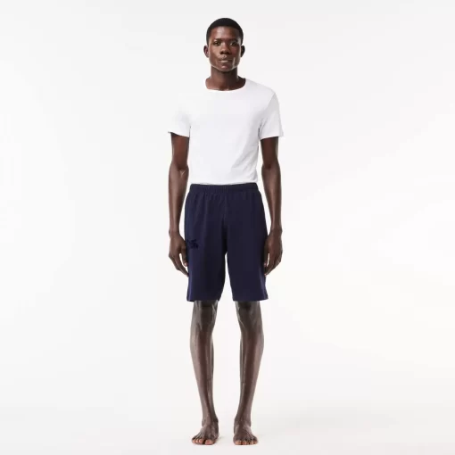 Lacoste Underwear & Lounge Wear-Men'S Velour Crocodile Cotton Fleece Indoor Shorts