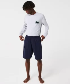 Lacoste Underwear & Lounge Wear-Men'S Velour Crocodile Cotton Fleece Indoor Shorts