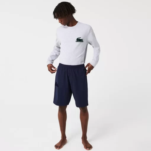 Lacoste Underwear & Lounge Wear-Men'S Velour Crocodile Cotton Fleece Indoor Shorts