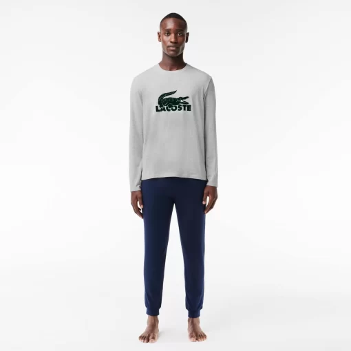 Lacoste Underwear & Lounge Wear-Men'S Velvet Logo Long Pyjama Set