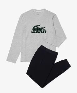 Lacoste Underwear & Lounge Wear-Men'S Velvet Logo Long Pyjama Set