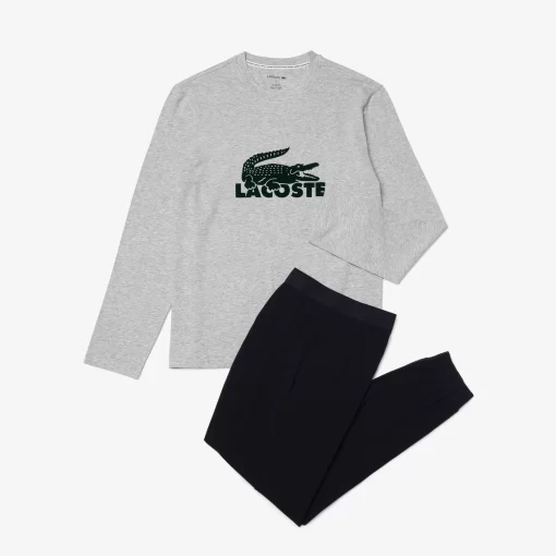 Lacoste Underwear & Lounge Wear-Men'S Velvet Logo Long Pyjama Set