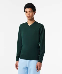 Lacoste Knitwear-Men'S V-Neck Merino Wool Sweater