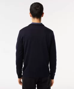 Lacoste Knitwear-Men'S V-Neck Merino Wool Sweater