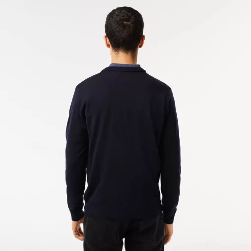 Lacoste Knitwear-Men'S V-Neck Merino Wool Sweater