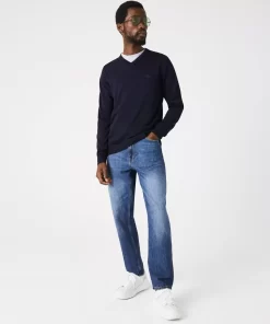 Lacoste Knitwear-Men'S V-Neck Merino Wool Sweater