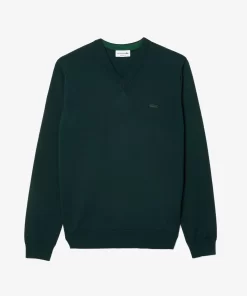 Lacoste Knitwear-Men'S V-Neck Merino Wool Sweater