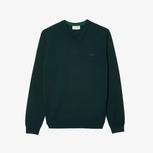 Lacoste Knitwear-Men'S V-Neck Merino Wool Sweater