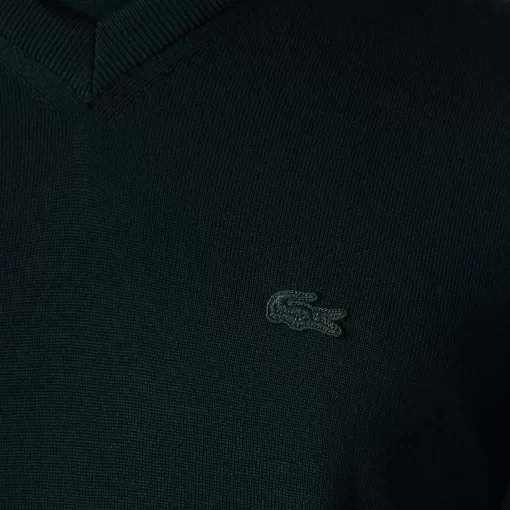 Lacoste Knitwear-Men'S V-Neck Merino Wool Sweater