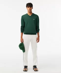 Lacoste Knitwear-Men'S V-Neck Organic Cotton Sweater