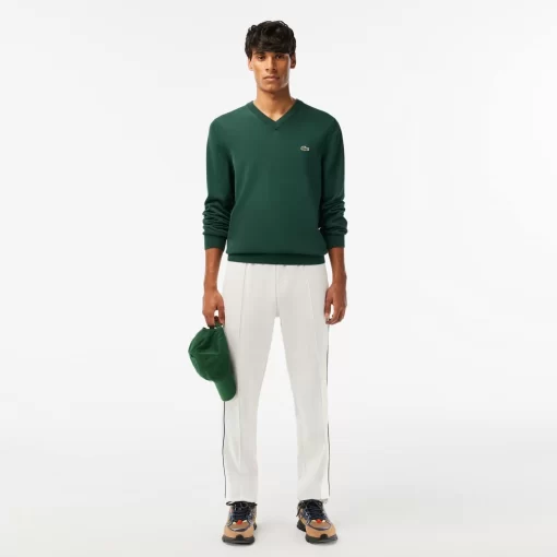 Lacoste Knitwear-Men'S V-Neck Organic Cotton Sweater