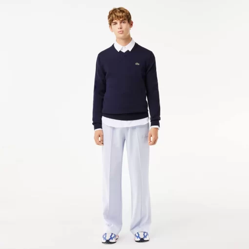 Lacoste Knitwear-Men'S V-Neck Organic Cotton Sweater