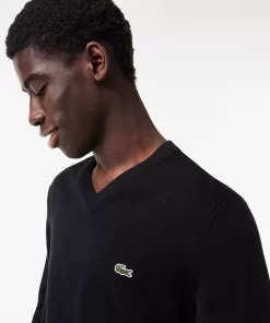 Lacoste Knitwear-Men'S V-Neck Organic Cotton Sweater