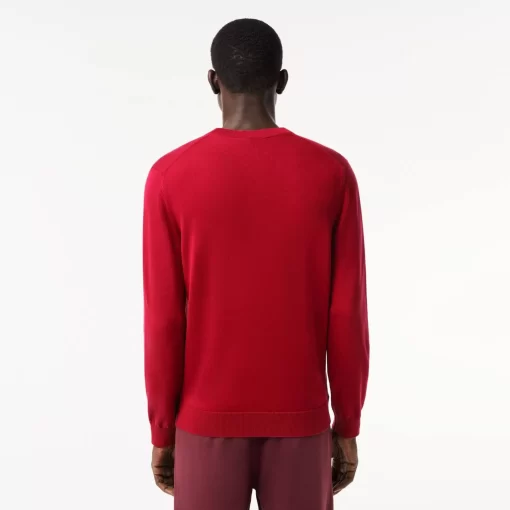 Lacoste Knitwear-Men'S V-Neck Organic Cotton Sweater