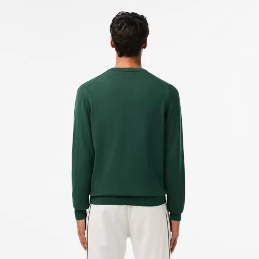 Lacoste Knitwear-Men'S V-Neck Organic Cotton Sweater