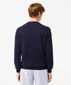 Lacoste Knitwear-Men'S V-Neck Organic Cotton Sweater