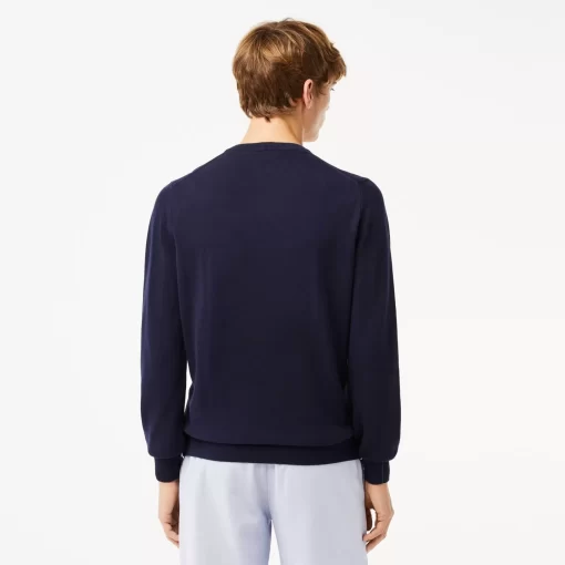 Lacoste Knitwear-Men'S V-Neck Organic Cotton Sweater