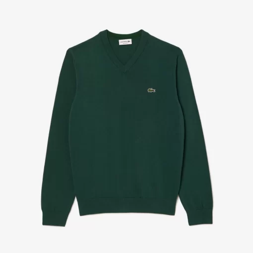 Lacoste Knitwear-Men'S V-Neck Organic Cotton Sweater