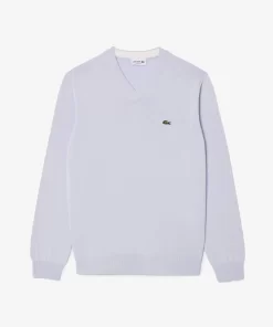 Lacoste Knitwear-Men'S V-Neck Organic Cotton Sweater