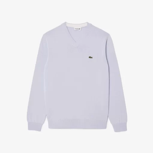 Lacoste Knitwear-Men'S V-Neck Organic Cotton Sweater