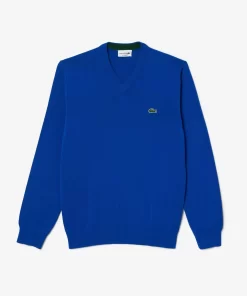 Lacoste Knitwear-Men'S V-Neck Organic Cotton Sweater