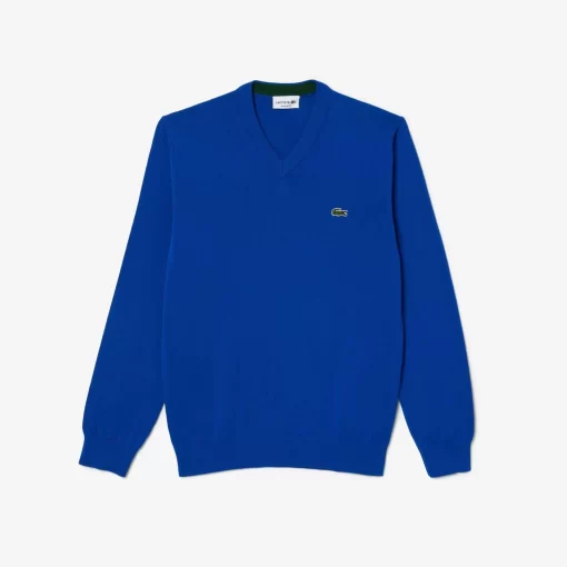 Lacoste Knitwear-Men'S V-Neck Organic Cotton Sweater