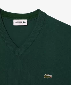 Lacoste Knitwear-Men'S V-Neck Organic Cotton Sweater