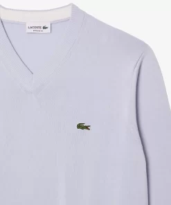 Lacoste Knitwear-Men'S V-Neck Organic Cotton Sweater