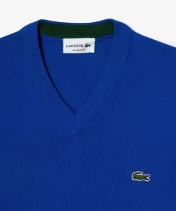 Lacoste Knitwear-Men'S V-Neck Organic Cotton Sweater