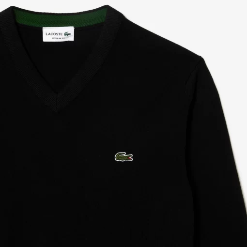 Lacoste Knitwear-Men'S V-Neck Organic Cotton Sweater