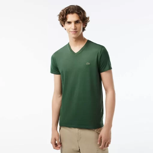 Lacoste T-Shirts-Men'S V-Neck Pima Cotton Jersey T-Shirt