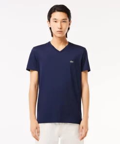 Lacoste T-Shirts-Men'S V-Neck Pima Cotton Jersey T-Shirt