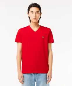 Lacoste T-Shirts-Men'S V-Neck Pima Cotton Jersey T-Shirt